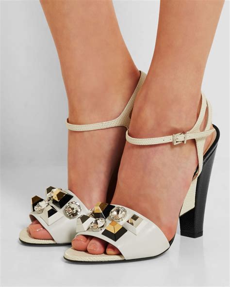 fendi embellished leather sandals|fendi high heels sandals.